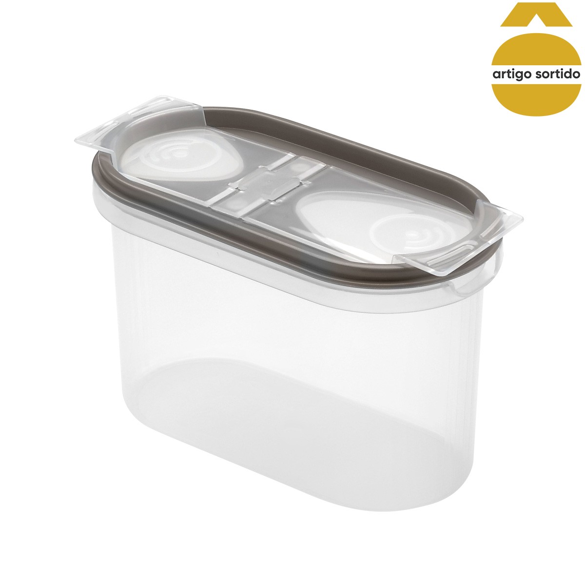 Caixa pl&aacute;stica oval com 2 aberturas 1l